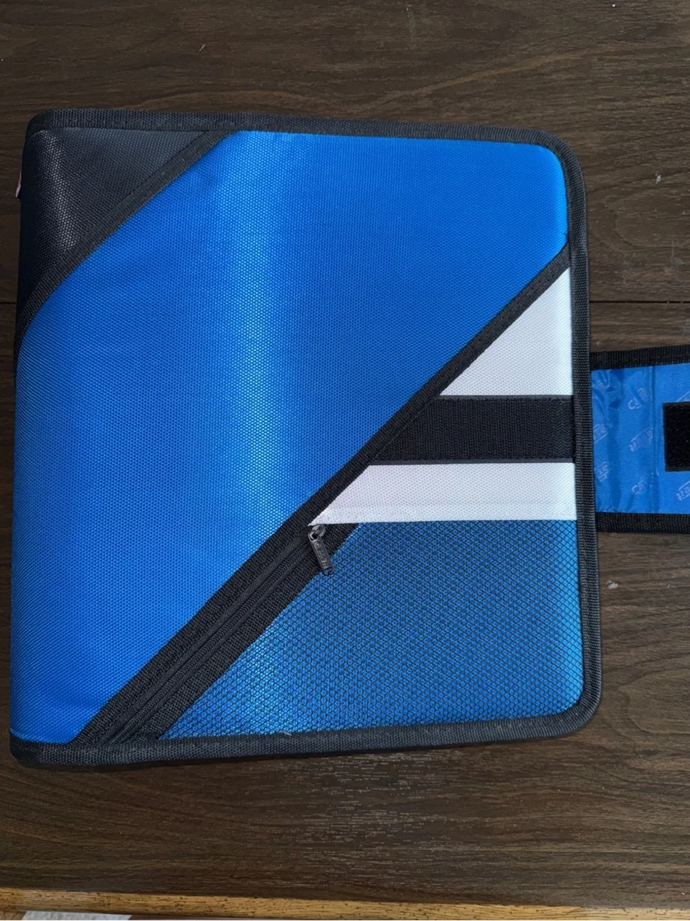 Case-it Black & Blue Velcro Closure 3in 3 ring Binder w/Built in Organizer